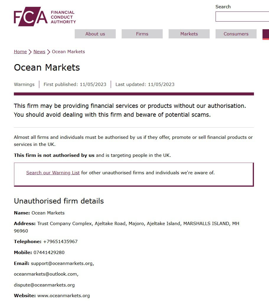 Ocean Markets FCA