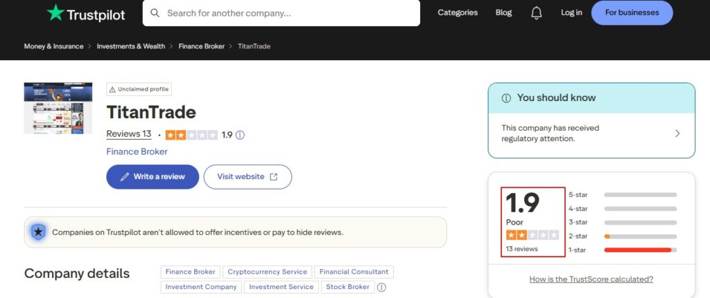Titan Trades Trustpilot