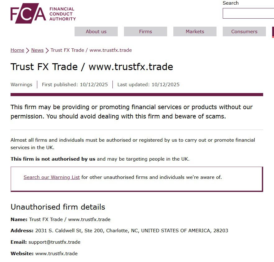 Trustfxtrade FCA