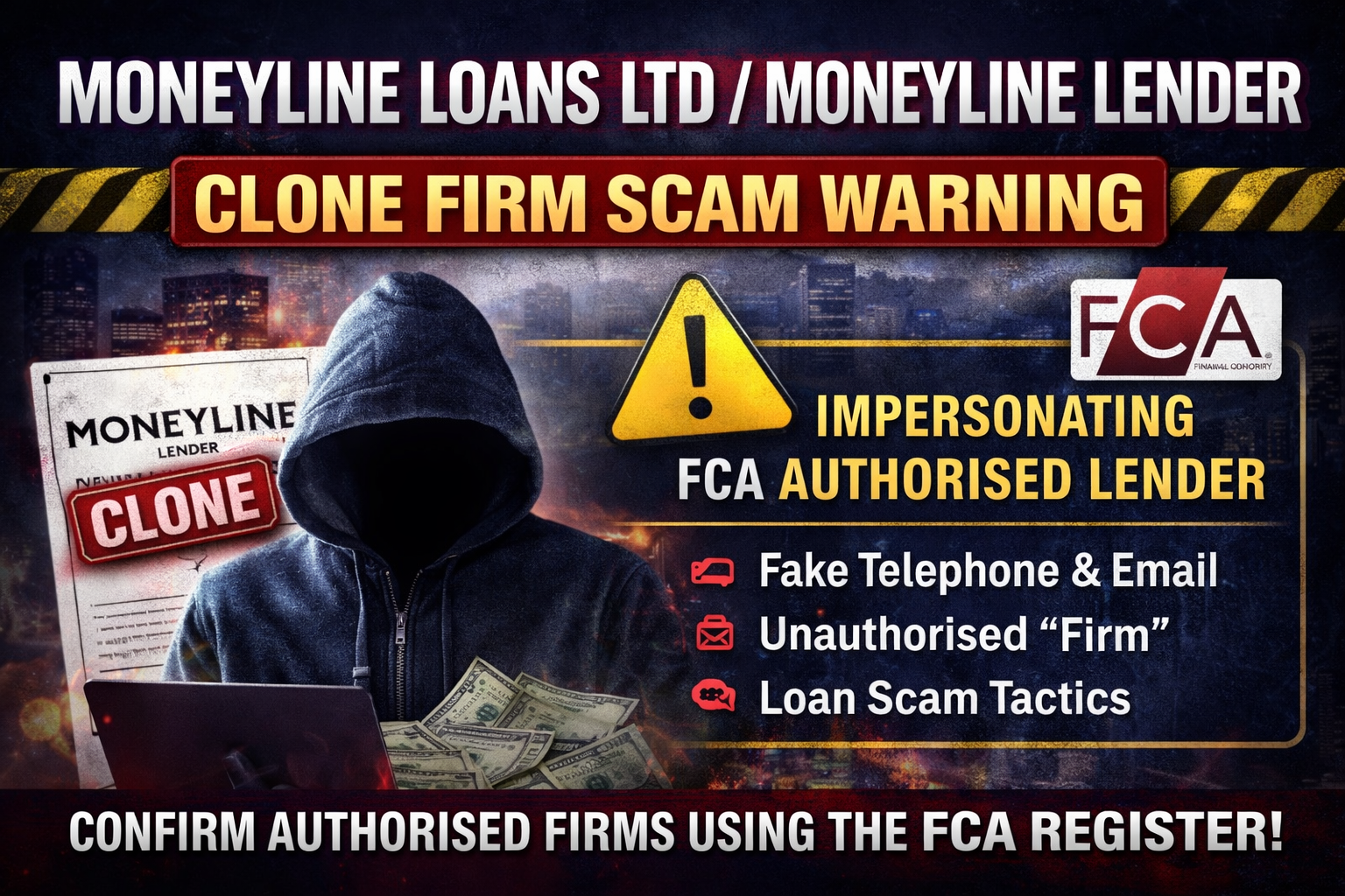 MoneyLine Loans Ltd MoneyLine Lender clone firm FCA warning unauthorised loan scam