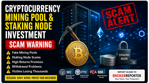 cryptocurrency mining pool and staking node investment scam warning