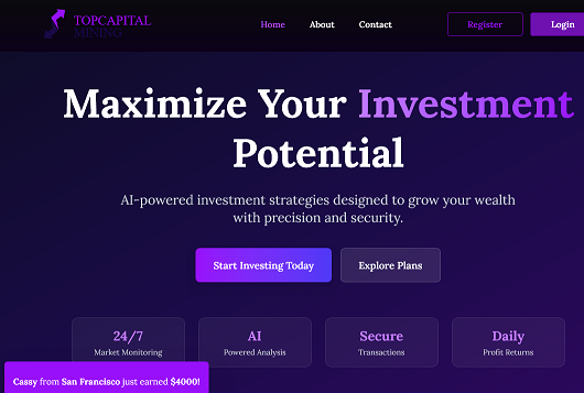 Top Capital Mining topcapitalmining.com domain registered April 2025 investment scam